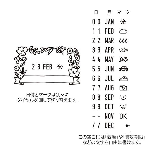 Midori Paintable Rotating Date Stamp — Flowers — flat lay