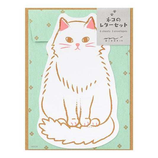 Midori Letter Set Die-Cut Animal — Cat Pattern — front view