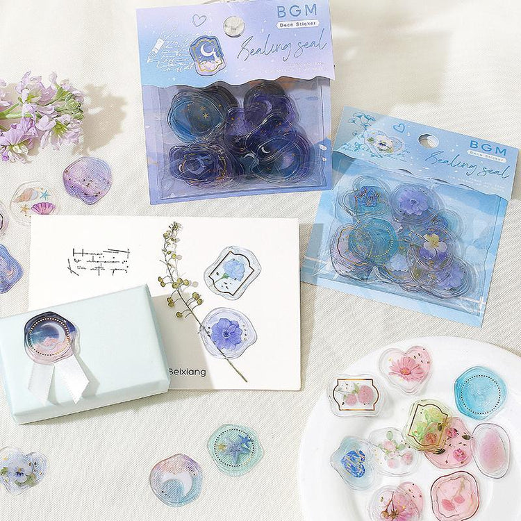 BGM Blue Flower Jewelry Box Clear Sealing Seal
