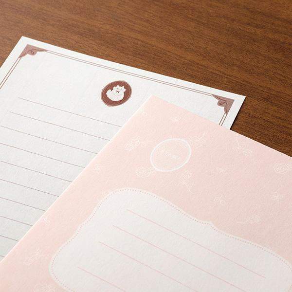 Midori Letter Set Collage — Cat Pattern — with packaging