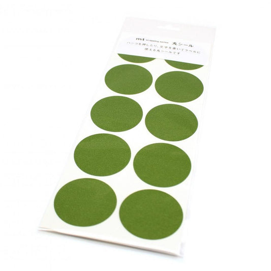 mt Washi Tape — Wrapping Series x Round Sticker Matte Olive Green 30m — roll front