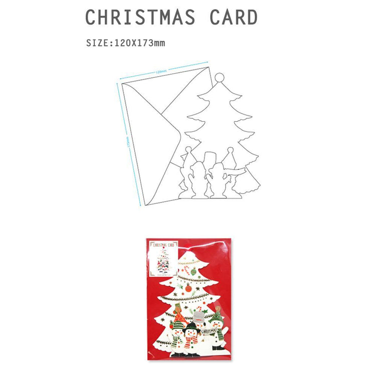 D'Won 3D Pop Up Christmas Card — Snowmen Choir — card open showing design