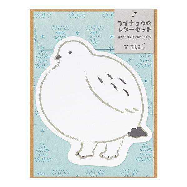 Midori Letter Set Die-Cut Animal — Grouse Pattern — front view