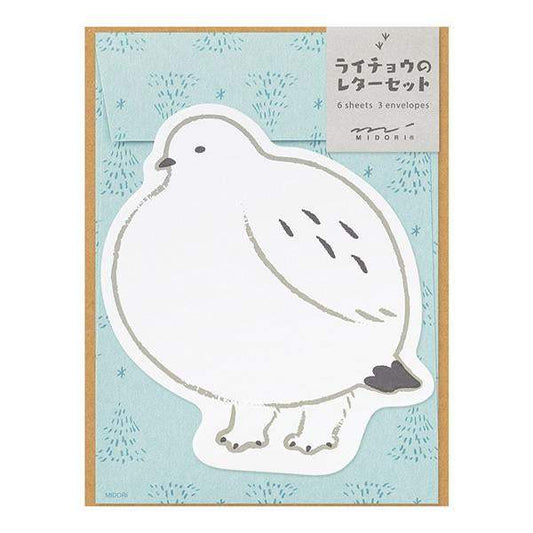 Midori Letter Set Die-Cut Animal — Grouse Pattern — front view