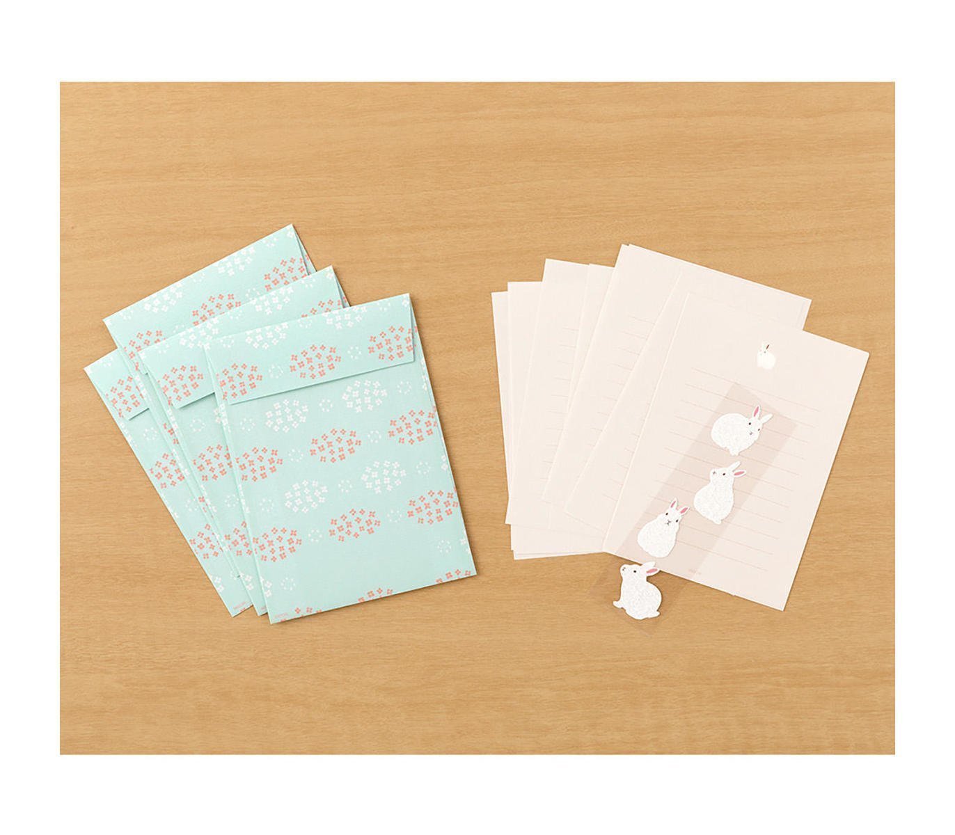 Midori Letter Set with Stickers — Rabbit — with packaging