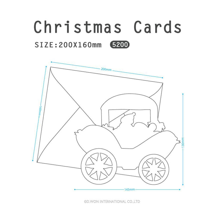 D'Won 3D Christmas Pop-Up Card - Santa's Carriage