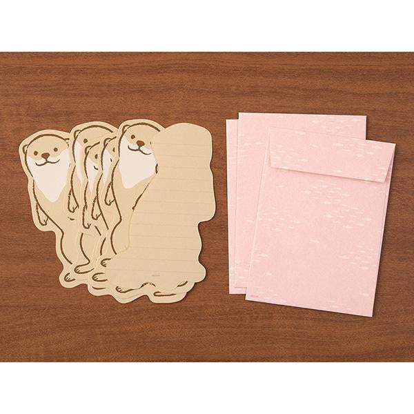 Midori Letter Set Die-Cut Animal — Otter Pattern — with packaging