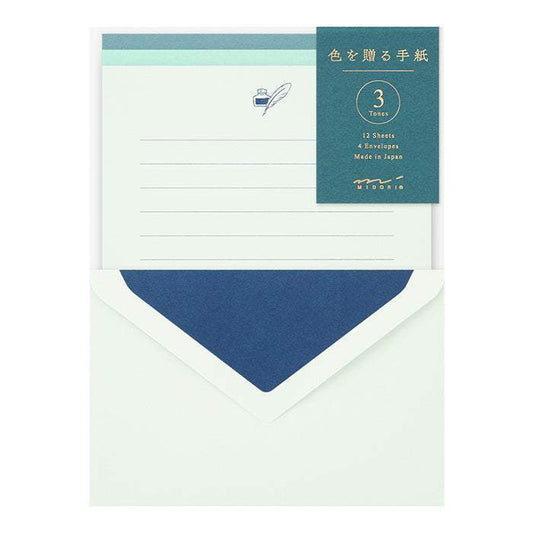 Midori Letter Set Gift Color — Blue — front view