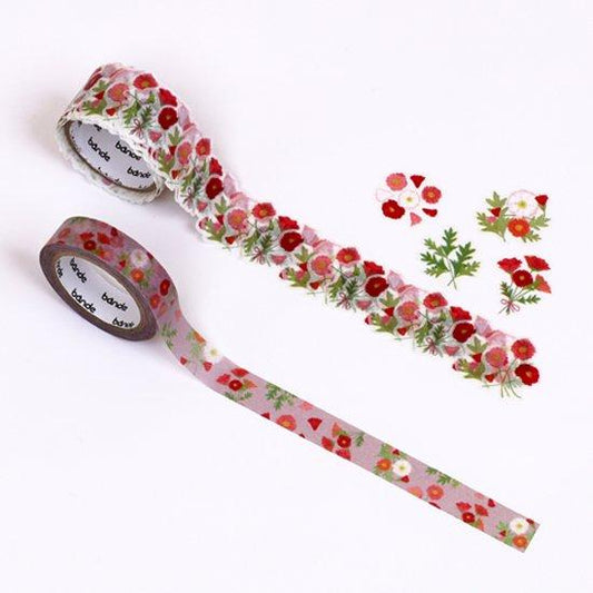 Bande Washi Roll Sticker — Language of Flowers: Poppy — sheet front