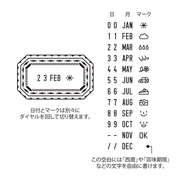 Midori Paintable Rotating Date Stamp — Frame — flat lay