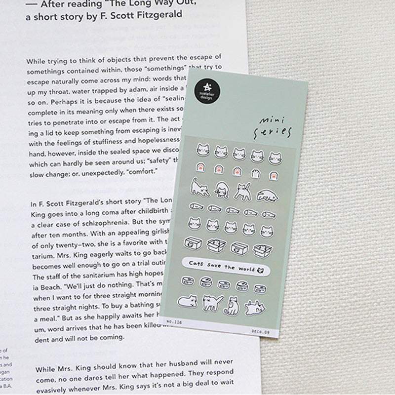 Suatelier Sticker — Deco.09 (Cat) — applied in a journal