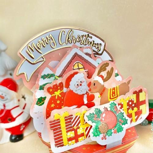 D'Won 3D Pop Up Christmas Card — Santa & Rudolph — closed card