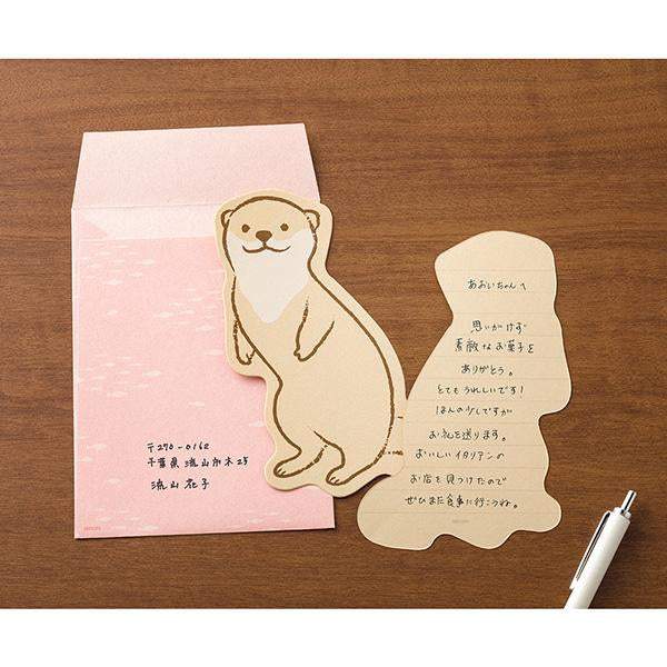Midori Letter Set Die-Cut Animal — Otter Pattern — angle view