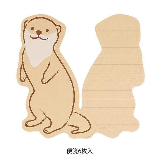 Midori Letter Set Die-Cut Animal — Otter Pattern — detail view