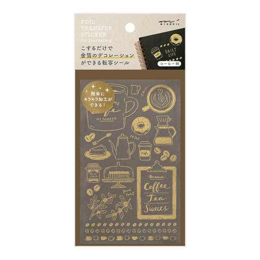 Midori Foil Transfer Sticker — Coffee — sheet front