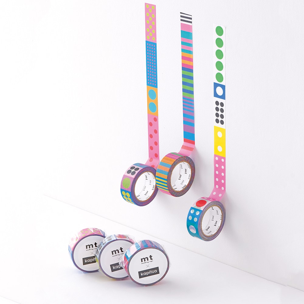 mt x Kapitza Washi Tape — Candy Stripe — rolled out on paper