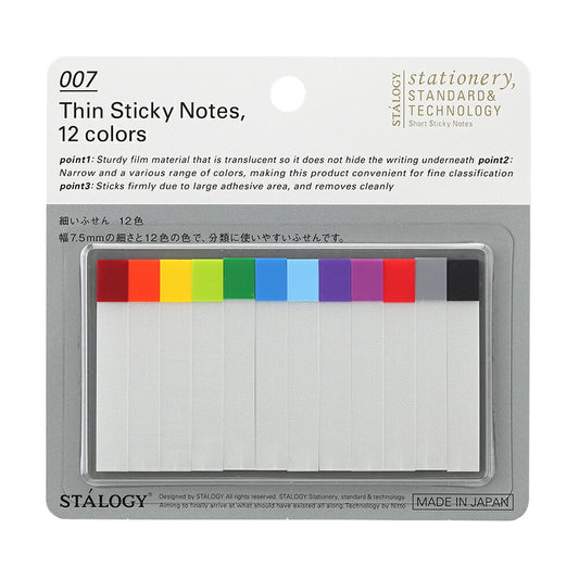 Stalogy Thin Sticky Notes 12 Colors — front view