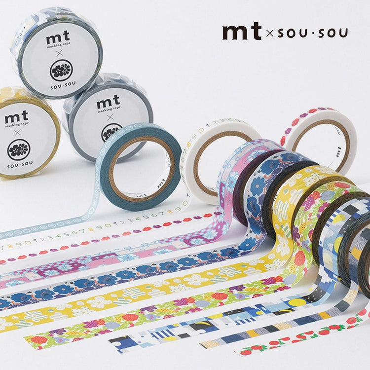 mt x SOU・SOU Washi Tape — Passion — rolled out on paper